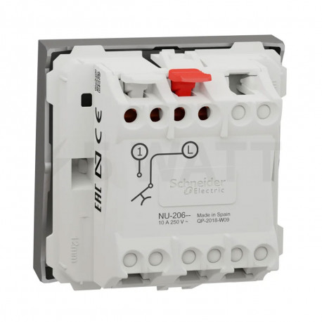 Кнопочный выключатель 1-кл. 10А, 2-мод. Schneider "UNICA NEW" алюминий (NU320630) - недорого