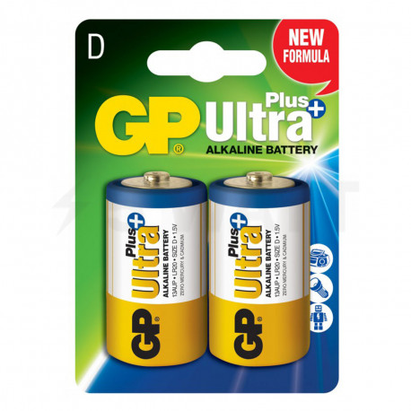 Батарейка щелочная GP LR20 D 1,5V «Ultra Plus Alkaline» (13AUP-S2) пленка - купить