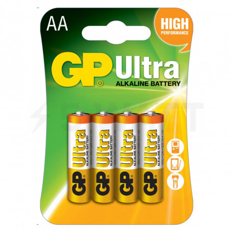 Батарейка щелочная GP LR6 AA 1,5V «Ultra Alkaline» (15AU-U4 ) блистер - купить