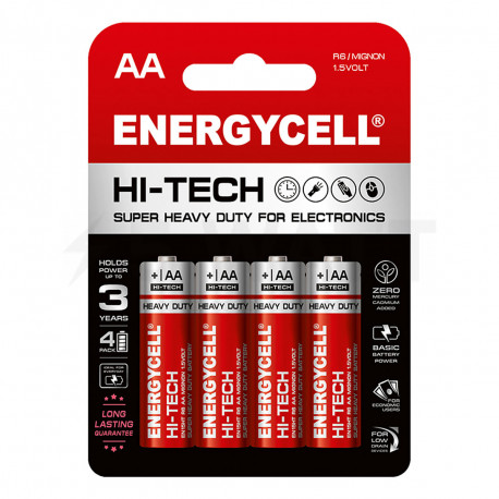 Батарейка сольова Energycell 1.5V R6 AA4 (EN15HT-B4) блістер - придбати