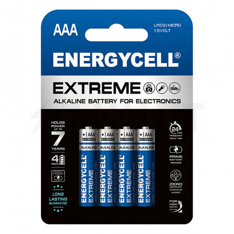 Батарейка лужна Energycell 1.5V LR03 AAA4 (EN24EX-B4 ) блістер - придбати