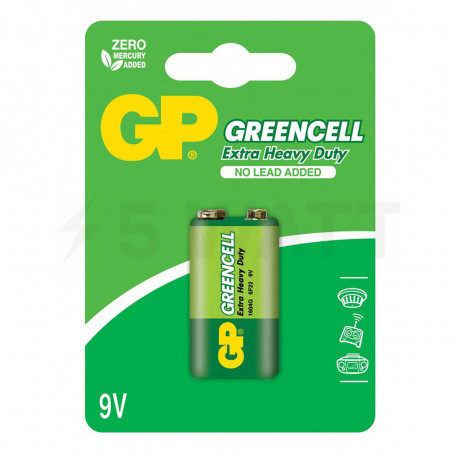 Батарейка сольова GP 9.0V «Greencell» (1604G-U1) блістер - недорого