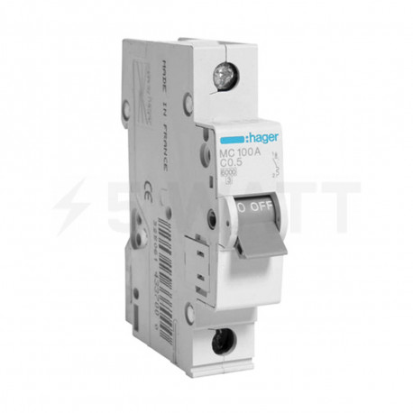 Автоматический выключатель 1P 6kA C-0.5A 1M, Hager (MC100A) - купить