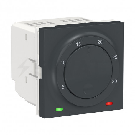 Термостат электронный, 8А, встроенный термодатчик Schneider "UNICA NEW" антрацит (NU350154) - купить