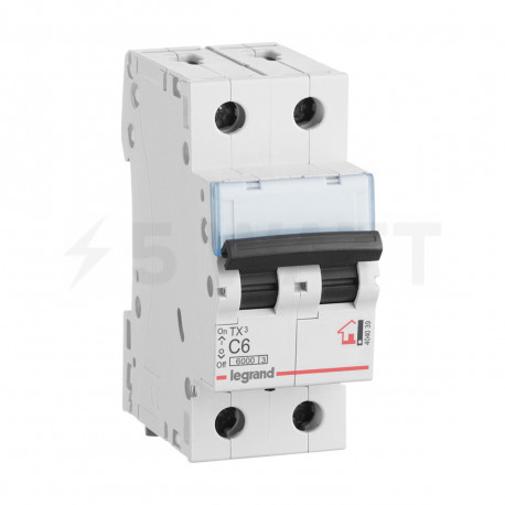 Автоматичний вимикач C 6A 2П 6kA, Legrand TX³ (404039) - придбати