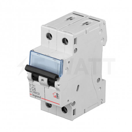 Автоматичний вимикач C 6A 2П 6kA, Legrand TX³ (404039) - недорого