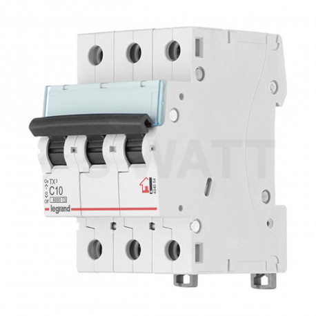 Автоматичний вимикач C 10A 3П 6kA, Legrand TX³ (404054) - недорого