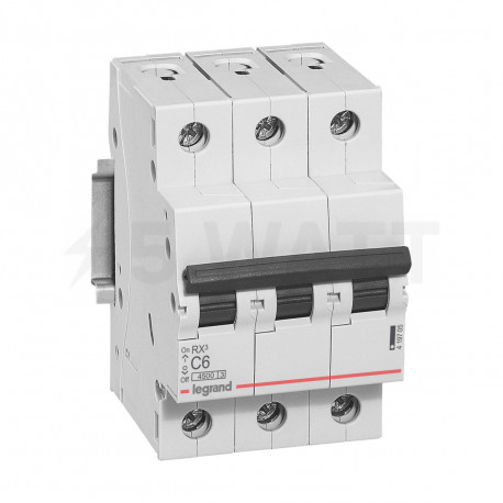 Автоматичний вимикач 4,5кА 6А 3п C, Legrand RX³ (419705) - придбати