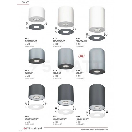 Точечный светильник NOWODVORSKI Point Graphite Silver/Graphite White 6008 - недорого