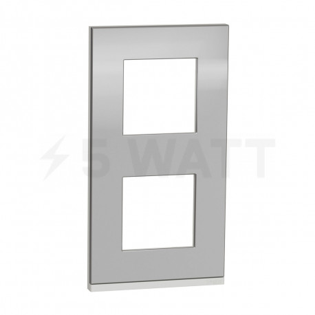 Рамка 2-постова Schneider "UNICA NEW PURE" вертикальна алюміній матовий/білий (NU6004V80) - придбати