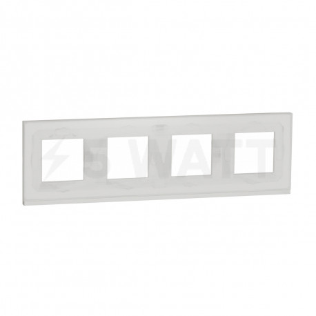 Рамка 4-постовая Schneider "UNICA NEW PURE" горизонтальная белое стекло/белый (NU600885) - купить
