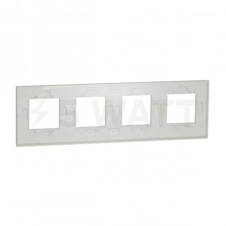 Рамка 4-постовая Schneider "UNICA NEW PURE" горизонтальная белое стекло/белый (NU600885) - недорого