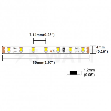 LED лента COLORS 2216-140-24V-IP20 7.2W 685Lm 3000K 5м (D6140-24V-4mm-WW) - недорого