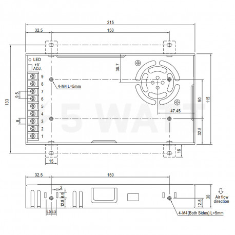 Блок питания Mean Well DC 24V 350,4W 14,6A IP20 (LRS-350-24) - магазин светодиодной LED продукции
