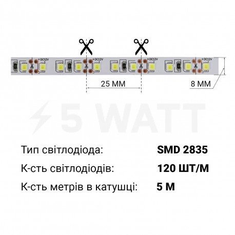 Світлодіодна стрічка B-LED 2835-120 W 14000К, негерметична, 1м - в інтернет-магазині