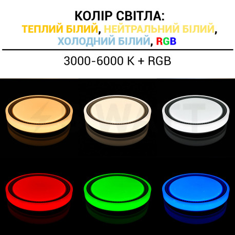 Світильник світлодіодний Biom SMART SML-R19-80-RGB 3000-6000K 80Вт+16Вт RGB с д/к +APP - в інтернет-магазині