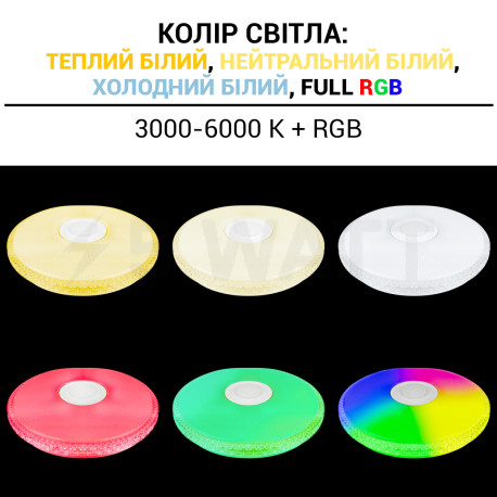 Светильник светодиодный Biom SMART SML-R29-80-M-FRGB 3000-6000K+ FULL RGB 80Вт с д/у муз. BT APP - в Украине