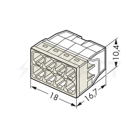 Клемма быстрого монтажа WAGO COMPACT для расспред.коробок 8X2,5, прозрач/серая, без пасты (2273-208) - магазин светодиодной LED продукции