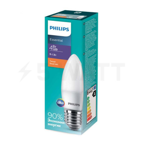 LED лампа PHILIPS ESSLEDCandle 4-40W E27 827 B35NDFR RCA (929001886307) - недорого