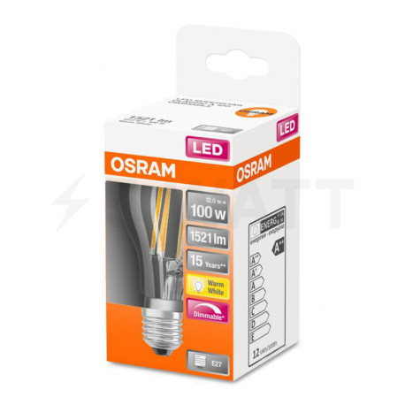 LED лампа OSRAM Retrofit Classic Filament А70 12W E27 2700K DIM 220-240 (4058075245907) - недорого