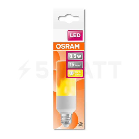 LED лампа OSRAM Stick Flame 0,5W E27 1500K 230V (4058075389908) - в Украине