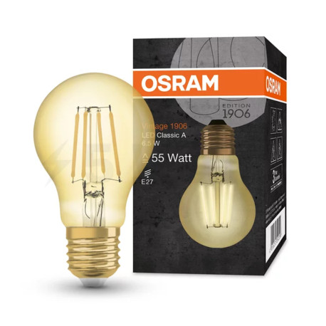LED лампа OSRAM Vintage 1906 Filament A55 6,5W E27 2400K 230V (4058075293298) - в Україні