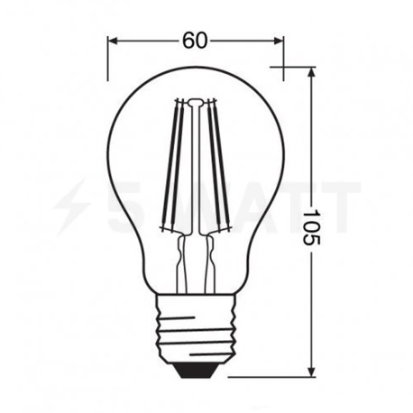 LED лампа OSRAM Vintage 1906 Filament A55 6,5W E27 2400K 230V (4058075293298) - в интернет-магазине