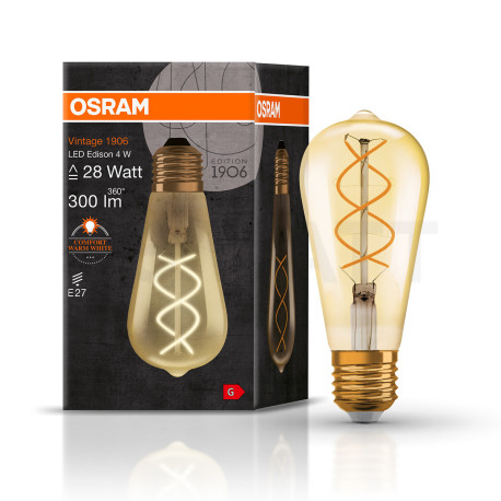 LED лампа OSRAM Vintage 1906 Filament ST64 5W E27 2000K 220-240V (4058075092112) - в Украине