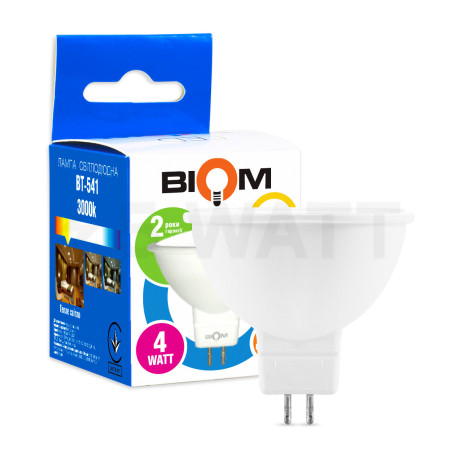 Светодиодная лампа Biom BT-541 MR16 4W GU5.3 3000К матовая - купить