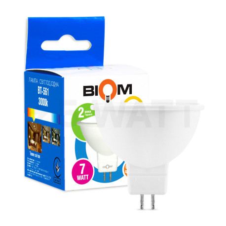 Светодиодная лампа Biom BT-561 MR16 7W GU5.3 3000К матовая - купить