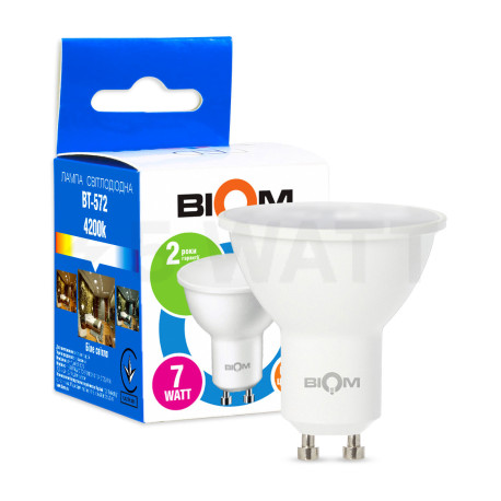 Світлодіодна лампа Biom BT-572 MR16 7W GU10 4200К матова - придбати