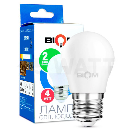 Светодиодная лампа Biom BT-543 G45 4W E27 3000К матовая - купить