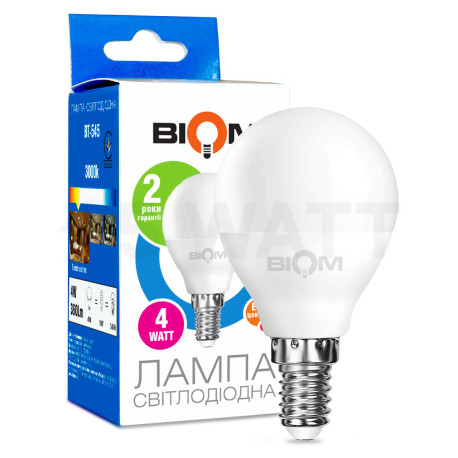Светодиодная лампа Biom BT-545 G45 4W E14 3000К матовая - купить
