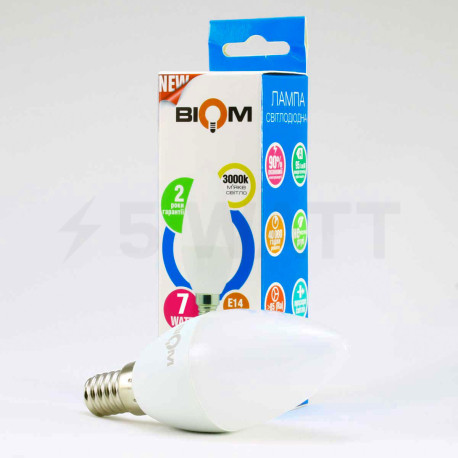 Світлодіодна лампа Biom BT-569 C37 6W E14 3000К матова - недорого