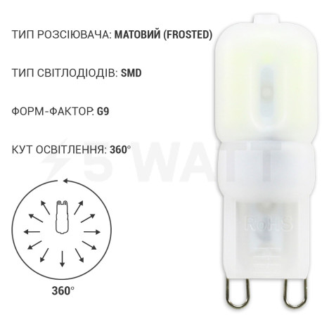 Світлодіодна лампа Biom G9 3W 2835 PC 4500K AC220 - в Україні