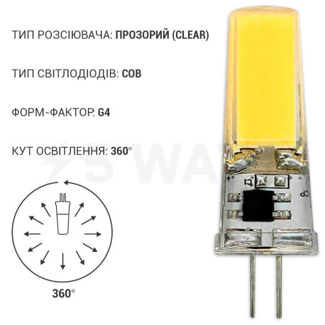 Світлодіодна лампа Biom G4 5W 2508 4500K AC220 - в інтернет-магазині