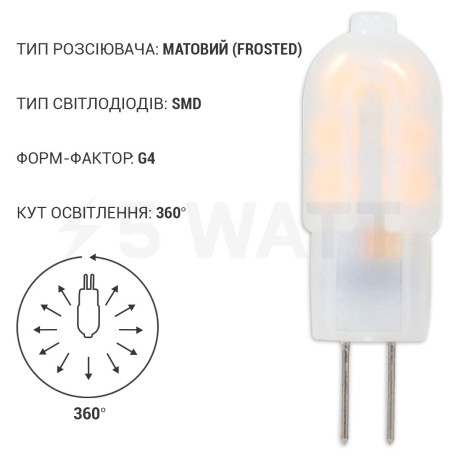 Светодиодная лампа Biom G4 2W 2835 PC 4500K AC/DC12 - в Украине