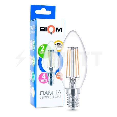 Светодиодная лампа Biom FL-306 C37 4W E14 4500K - купить