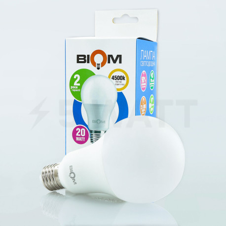 Світлодіодна лампа Biom BT-520 A80 20W E27 4500К матова - недорого