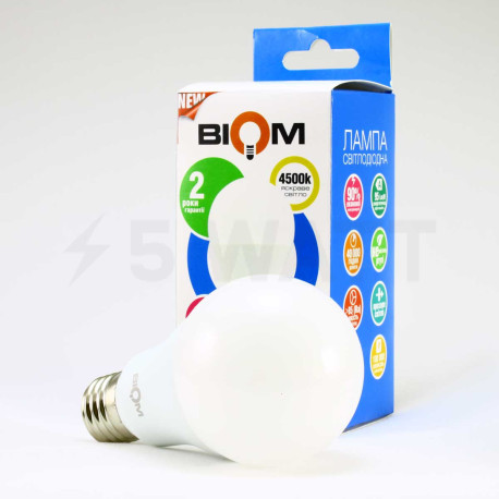Світлодіодна лампа Biom BT-516 A65 15W E27 4500К матова - недорого