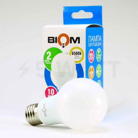 Светодиодная лампа Biom BT-610 A60 10W E27 6400К матовая - недорого
