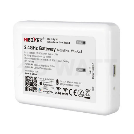 Репитер Mi-light Wi-Fi Box WL-BOX 2,4G Android and iOS, DC 5 V 500mA (Wi-Fi Box WL-BOX) - недорого