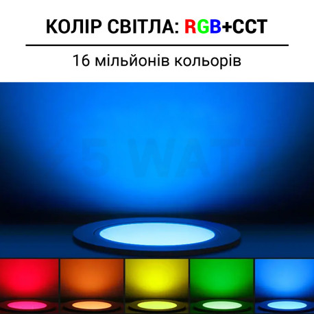 Розумний світильник Mi-light стельовий, врізний, точковий 6 Вт, 110-220В, RGB+2700-6500К, RF 2,4 GHz Wi-Fi FUT070 (DL070) - ціна