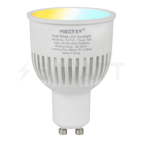 Светодиодная лампа Mi-light MR16 6W GU10 2700-6500K DIM 220V FUT 107 (LL107-CCT) - купить