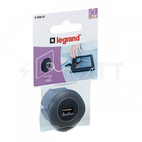 Адаптер Legrand с USB зарядкой черный (50681) - недорого