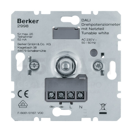 Механизм поворотно-нажимного потенциометра DALI с блоком питания, Berker (2998) - купить