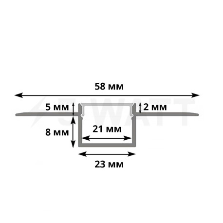 Профиль алюминиевый BIOM LDP-141 под гипсокартон прямой 58х14 (палка 2м), м - недорого