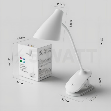 LED світильник Electro House настільний Білий з акумулятором і кріпленням (EH-051) - в інтернет-магазині