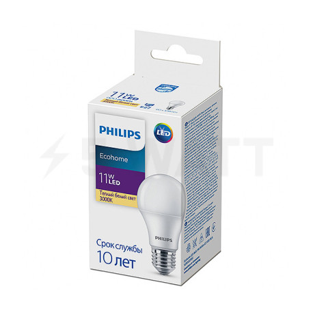 Світлодіодна лампа PHILIPS Ecohome LED Bulb 11W 900Lm E27 830 A60 RCA (929002299217) - недорого