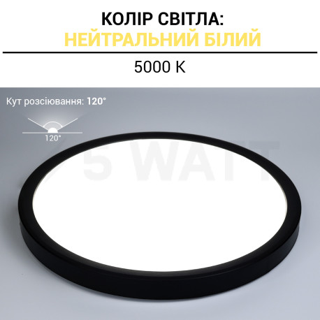 Светильник светодиодный Biom MD-01-R28-5 28w круглый 5000К черный - недорого